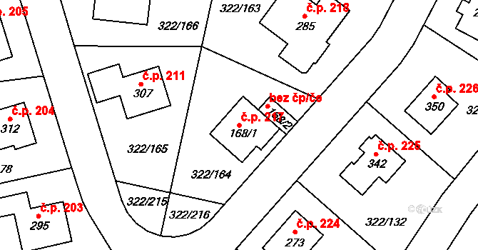 Bubovice 217 na parcele st. 168/1 v KÚ Bubovice, Katastrální mapa