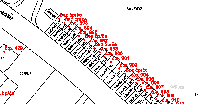Kopřivnice 899 na parcele st. 3476 v KÚ Kopřivnice, Katastrální mapa