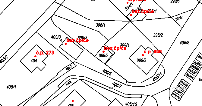 Plzeň 40037665 na parcele st. 398/2 v KÚ Křimice, Katastrální mapa