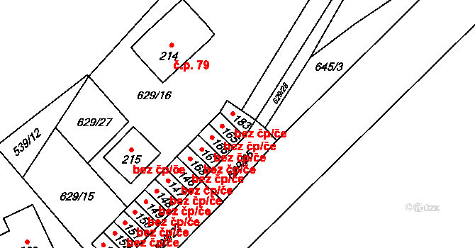 Osečnice 41623665 na parcele st. 183 v KÚ Osečnice, Katastrální mapa