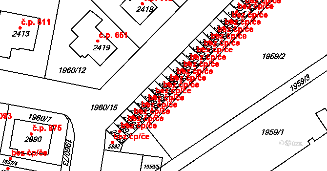 Třebíč 44134665 na parcele st. 3000 v KÚ Třebíč, Katastrální mapa
