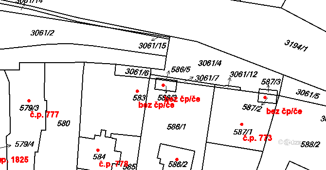 Rychnov nad Kněžnou 44296665 na parcele st. 586/3 v KÚ Rychnov nad Kněžnou, Katastrální mapa