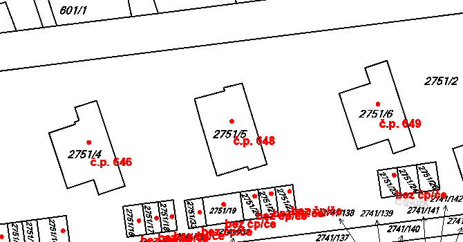 Bolatice 648 na parcele st. 2751/5 v KÚ Bolatice, Katastrální mapa