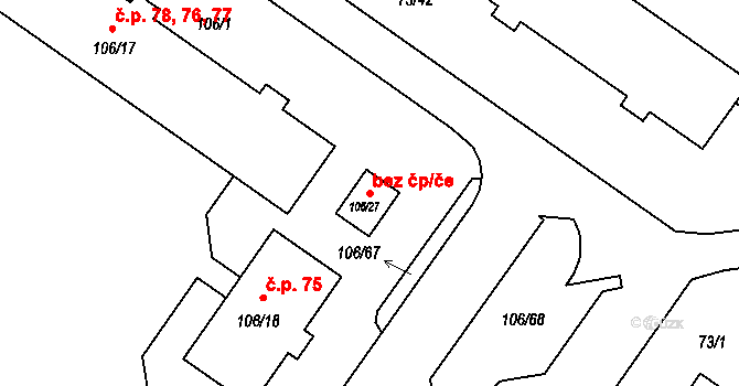 Ostrava 47334665 na parcele st. 106/27 v KÚ Dubina u Ostravy, Katastrální mapa