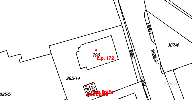 Opatovice nad Labem 172 na parcele st. 190 v KÚ Opatovice nad Labem, Katastrální mapa