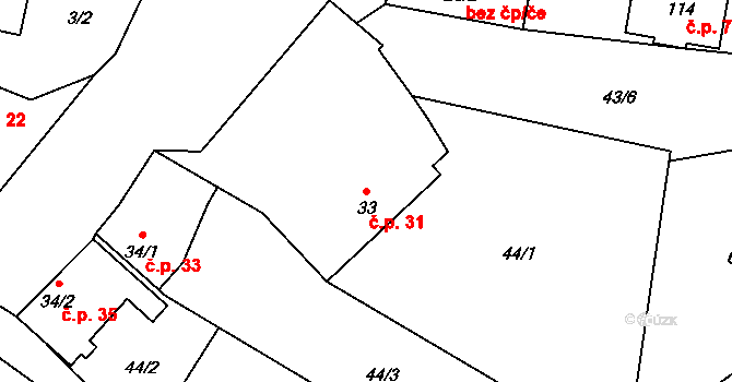 Křemačov 31, Mohelnice na parcele st. 33 v KÚ Křemačov, Katastrální mapa