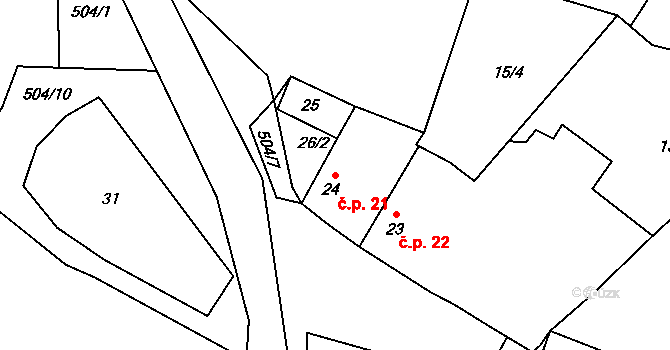 Charvatce 21, Libčeves na parcele st. 24 v KÚ Charvatce u Loun, Katastrální mapa