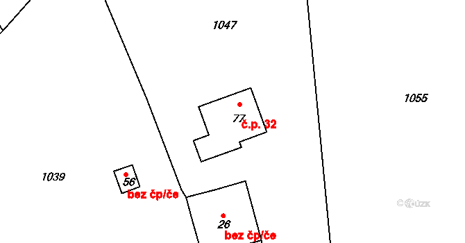 Částkovice 32, Nová Cerekev na parcele st. 77 v KÚ Částkovice, Katastrální mapa