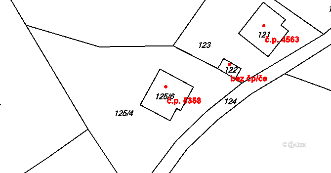 Lukášov 5358, Jablonec nad Nisou na parcele st. 125/6 v KÚ Lukášov, Katastrální mapa