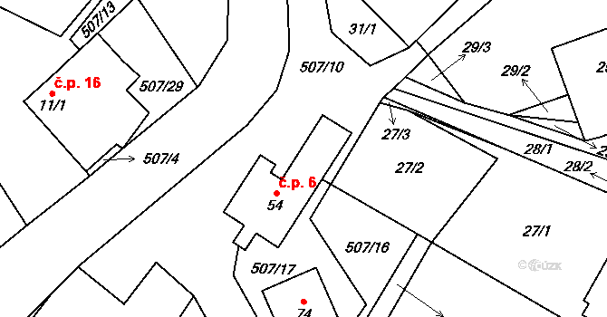 Zdislavice 6, Herálec na parcele st. 54 v KÚ Zdislavice u Herálce, Katastrální mapa