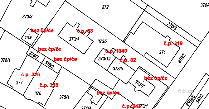 Třeboň II 1340, Třeboň na parcele st. 373/12 v KÚ Třeboň, Katastrální mapa