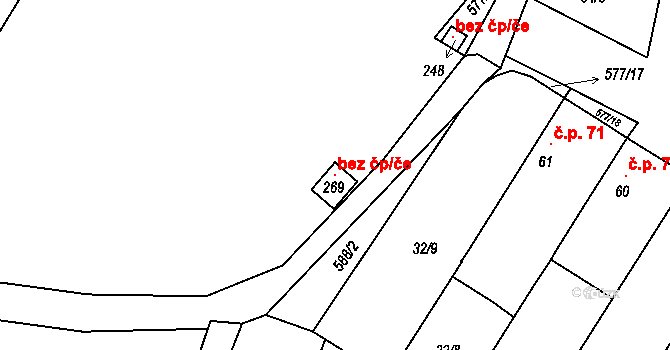 Bohušovice nad Ohří 105332666 na parcele st. 269 v KÚ Hrdly, Katastrální mapa