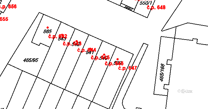 Přímětice 646, Znojmo na parcele st. 540 v KÚ Přímětice, Katastrální mapa