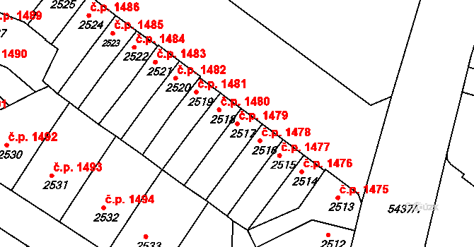 Znojmo 1479 na parcele st. 2517 v KÚ Znojmo-město, Katastrální mapa