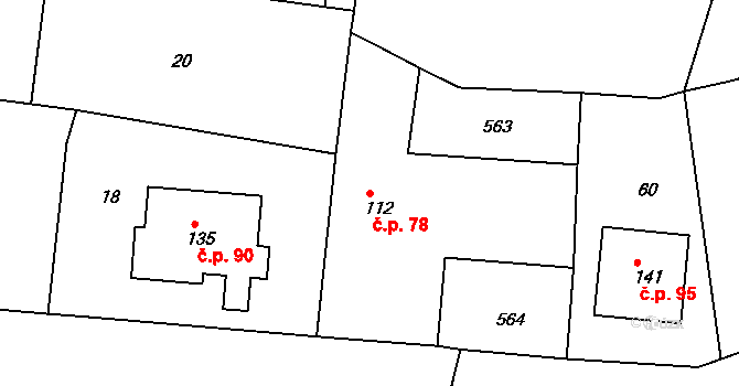 Chvalovice 78, Kovanice na parcele st. 112 v KÚ Chvalovice u Nymburka, Katastrální mapa