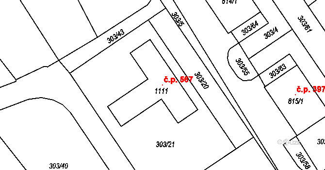 Vlachovo Březí 567 na parcele st. 1111 v KÚ Vlachovo Březí, Katastrální mapa