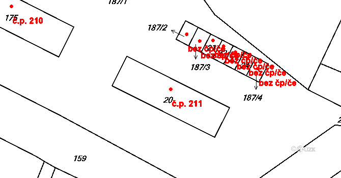 Stružnice 211 na parcele st. 20 v KÚ Stružnice, Katastrální mapa
