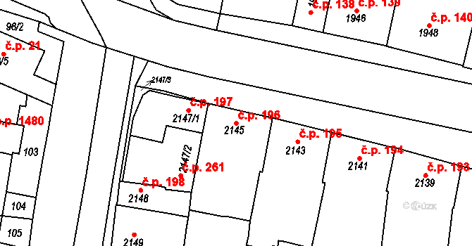 Slavkov u Brna 196 na parcele st. 2145 v KÚ Slavkov u Brna, Katastrální mapa