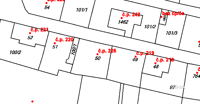 Cvikov I 226, Cvikov na parcele st. 50 v KÚ Cvikov, Katastrální mapa