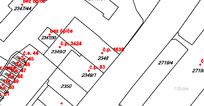 Ústí nad Labem-centrum 1638, Ústí nad Labem na parcele st. 2348 v KÚ Ústí nad Labem, Katastrální mapa
