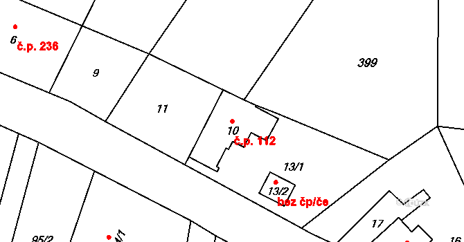 Šunychl 112, Bohumín na parcele st. 10 v KÚ Kopytov, Katastrální mapa