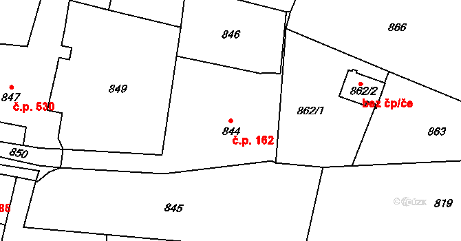Skřečoň 162, Bohumín na parcele st. 844 v KÚ Skřečoň, Katastrální mapa
