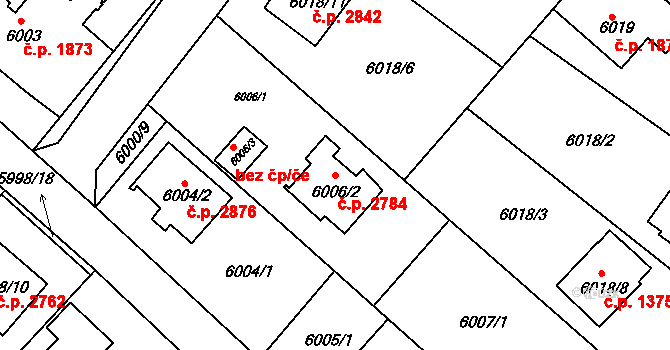 Frýdek 2784, Frýdek-Místek na parcele st. 6006/2 v KÚ Frýdek, Katastrální mapa