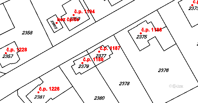 Turnov 1187 na parcele st. 2377 v KÚ Turnov, Katastrální mapa