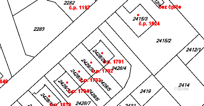 Turnov 1791 na parcele st. 2428/29 v KÚ Turnov, Katastrální mapa
