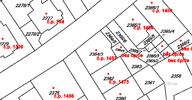 Nusle 1457, Praha na parcele st. 2364/3 v KÚ Nusle, Katastrální mapa