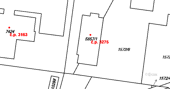 Hodonín 3275 na parcele st. 5857/1 v KÚ Hodonín, Katastrální mapa