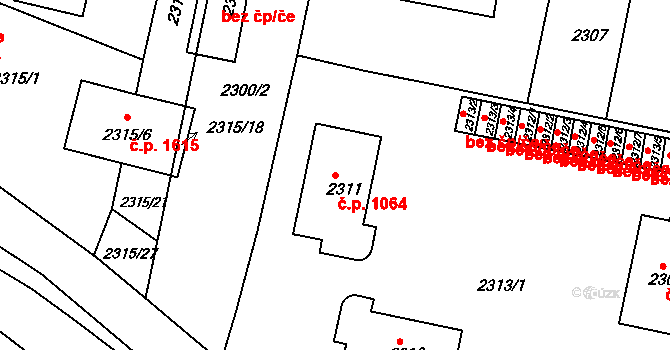 České Budějovice 5 1064, České Budějovice na parcele st. 2311 v KÚ České Budějovice 5, Katastrální mapa