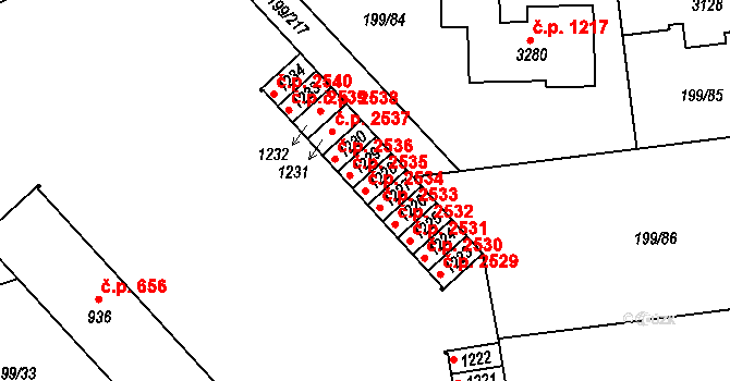 Sezimovo Ústí 2534 na parcele st. 1228 v KÚ Sezimovo Ústí, Katastrální mapa