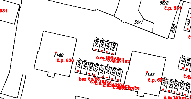 Rosice 159 na parcele st. 1446 v KÚ Rosice u Brna, Katastrální mapa
