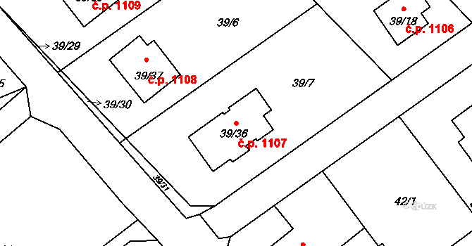 Ráj 1107, Karviná na parcele st. 39/36 v KÚ Ráj, Katastrální mapa