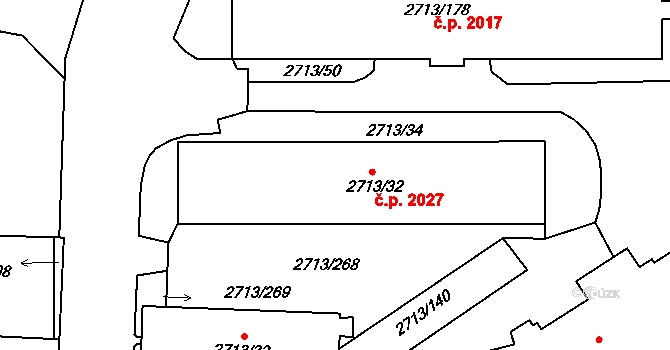 Tachov 2027 na parcele st. 2713/32 v KÚ Tachov, Katastrální mapa
