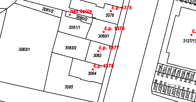 České Budějovice 7 1377, České Budějovice na parcele st. 3082 v KÚ České Budějovice 7, Katastrální mapa