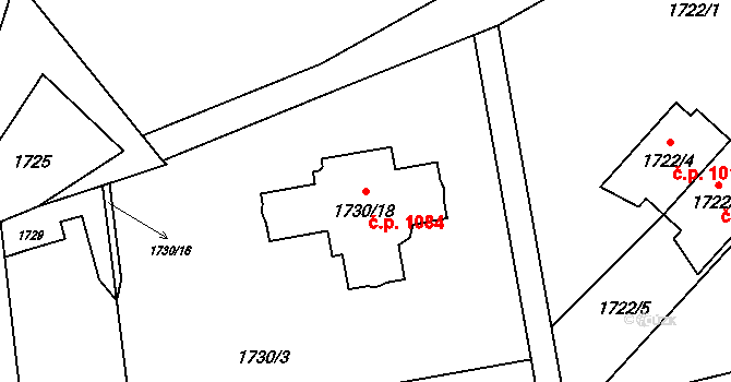 Jablunkov 1084 na parcele st. 1730/18 v KÚ Jablunkov, Katastrální mapa