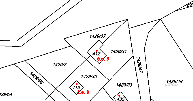 Čepinec 8, Žinkovy na parcele st. 412 v KÚ Žinkovy, Katastrální mapa