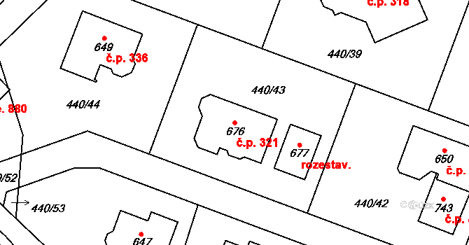Maršov 321, Krupka na parcele st. 676 v KÚ Maršov u Krupky, Katastrální mapa