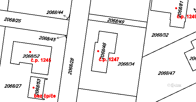 Liberec XIV-Ruprechtice 1247, Liberec na parcele st. 2068/46 v KÚ Ruprechtice, Katastrální mapa