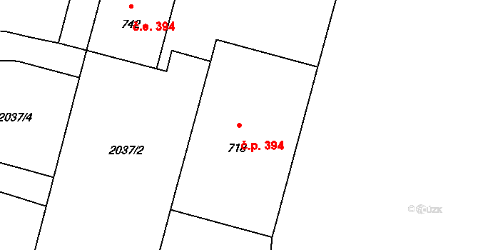 Popice 394 na parcele st. 718 v KÚ Popice, Katastrální mapa