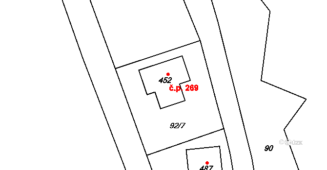 Černý Důl 269 na parcele st. 452 v KÚ Černý Důl, Katastrální mapa