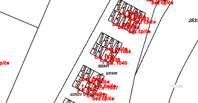 Předměstí 1039, Litoměřice na parcele st. 5223/29 v KÚ Litoměřice, Katastrální mapa