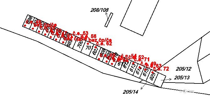 Luka nad Jihlavou 62 na parcele st. 607 v KÚ Luka nad Jihlavou, Katastrální mapa