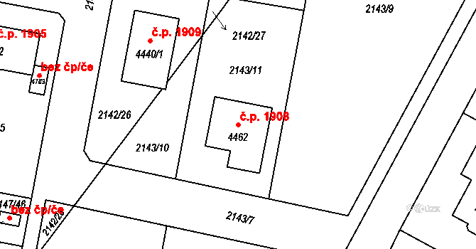Čelákovice 1908 na parcele st. 4462 v KÚ Čelákovice, Katastrální mapa