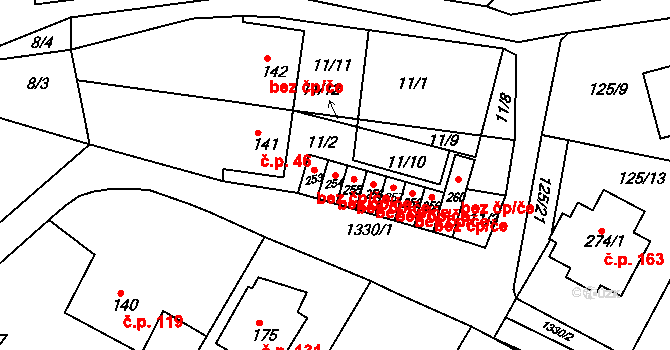 Hvožďany 38635666 na parcele st. 254 v KÚ Hvožďany, Katastrální mapa