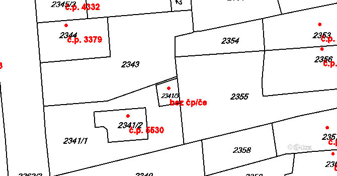 Chomutov 39086666 na parcele st. 2341/3 v KÚ Chomutov II, Katastrální mapa
