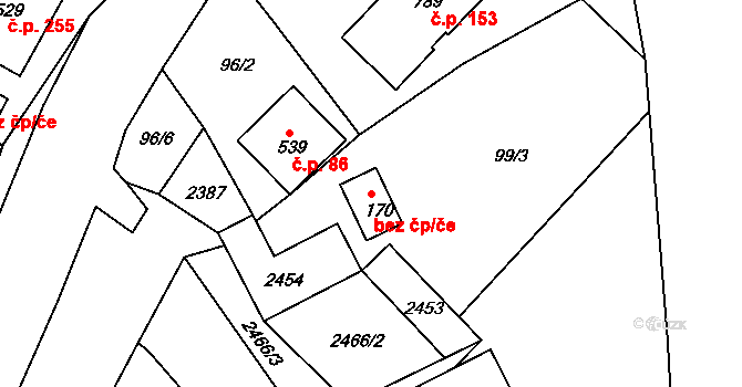 Horní Lideč 39526666 na parcele st. 170 v KÚ Horní Lideč, Katastrální mapa