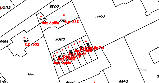 Rožnov pod Radhoštěm 39561666 na parcele st. 900/3 v KÚ Rožnov pod Radhoštěm, Katastrální mapa